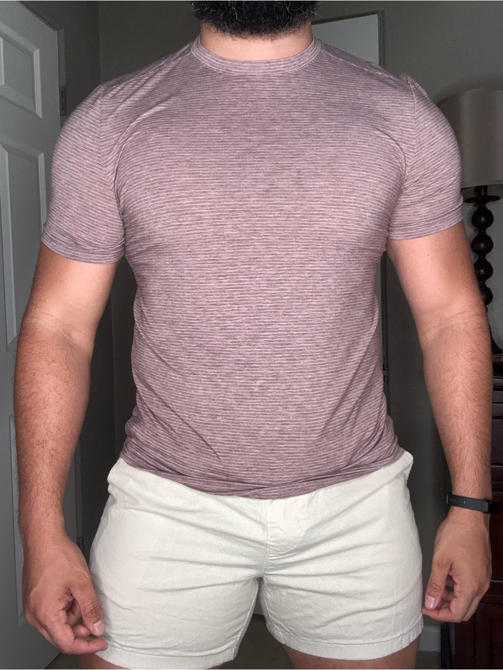 Men's Short Sleeve Crewneck Tee in Heather Mauve
